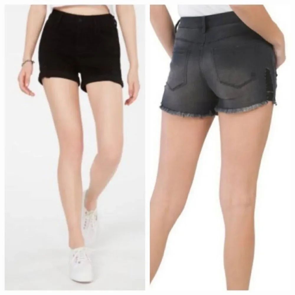 🔺️Indigo Rein Black High Rise Stretchy Raw Hem Shorts Size 13/32